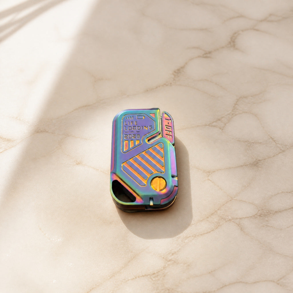Titanium EDC Fidget Slider – Oil Slick Anodized Pocket Fidget Toy