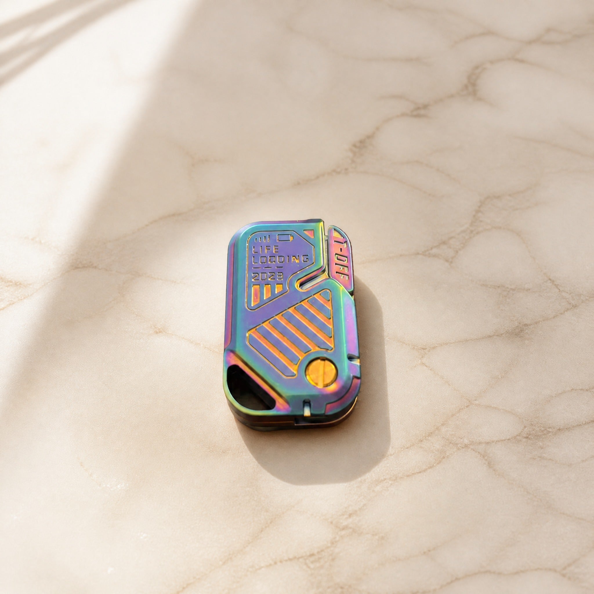 Titanium EDC Fidget Slider – Oil Slick Anodized Pocket Fidget Toy
