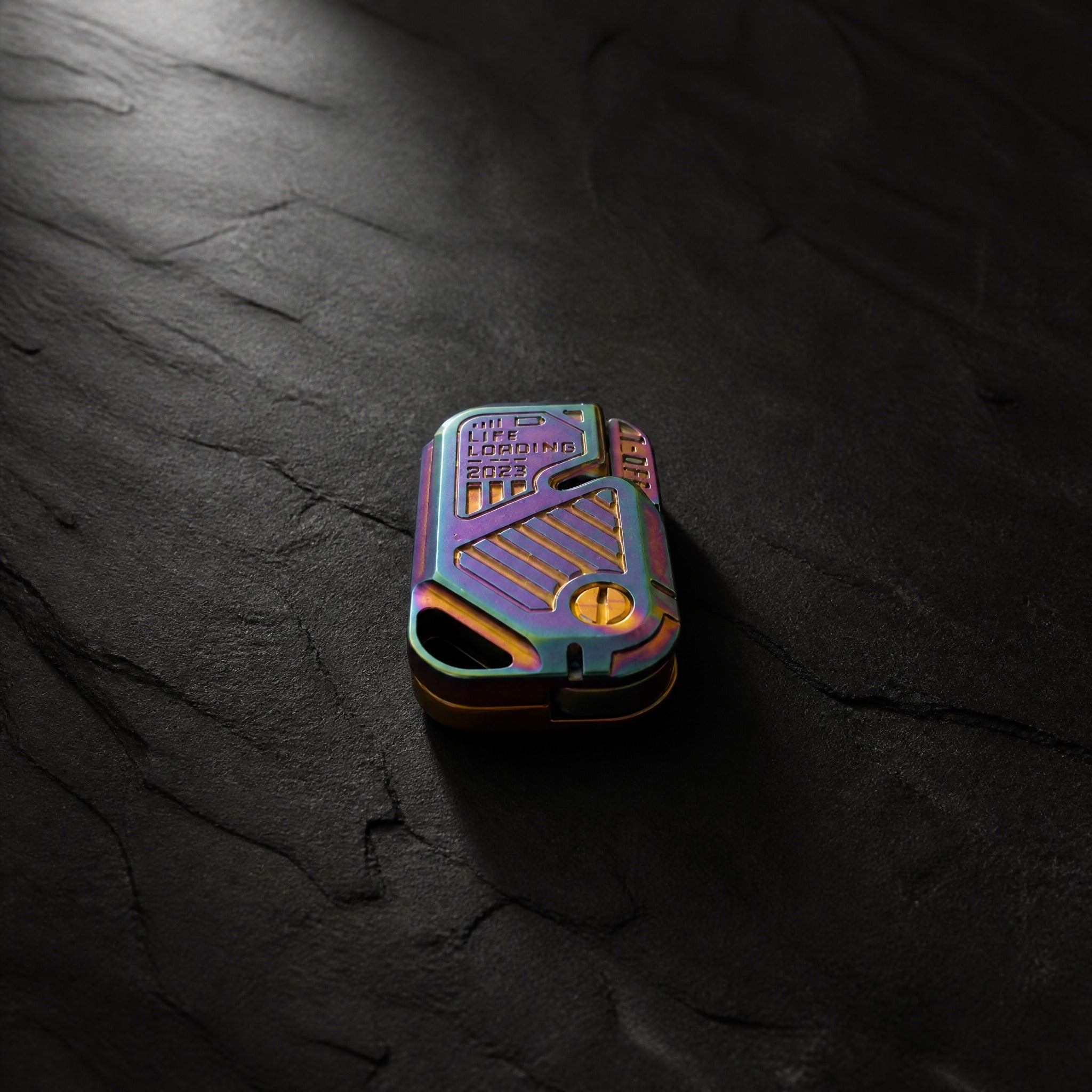 Titanium EDC Fidget Slider – Oil Slick Anodized Pocket Fidget Toy
