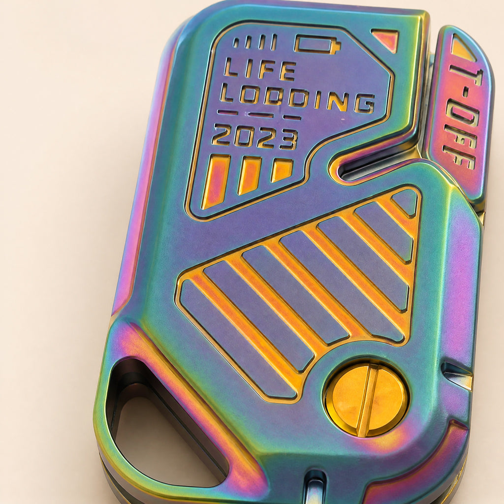 Titanium EDC Fidget Slider – Oil Slick Anodized Pocket Fidget Toy
