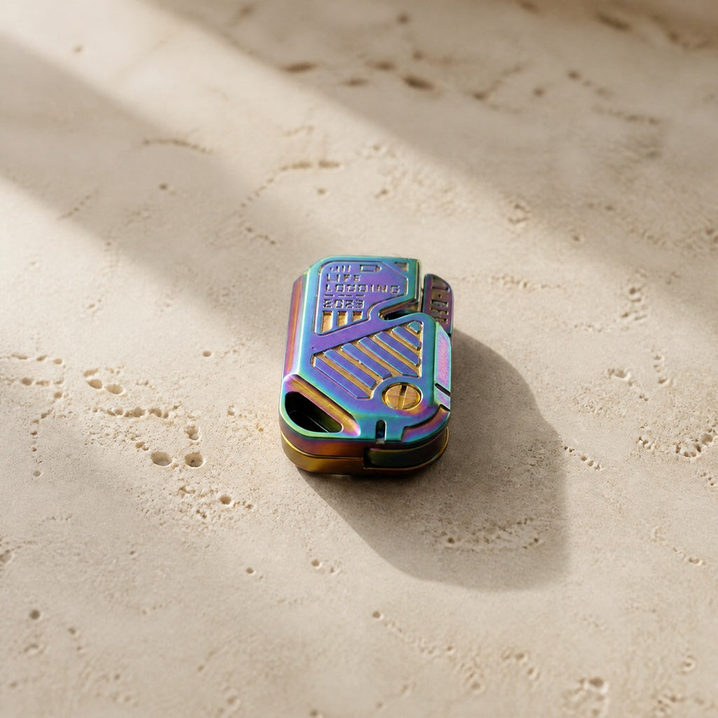 Titanium EDC Fidget Slider – Oil Slick Anodized Pocket Fidget Toy