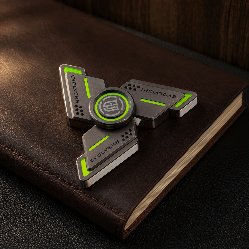 EVOLVERS Metal Fidget Spinner – Tri-Arm EDC, Glow-in-the-Dark, 120g