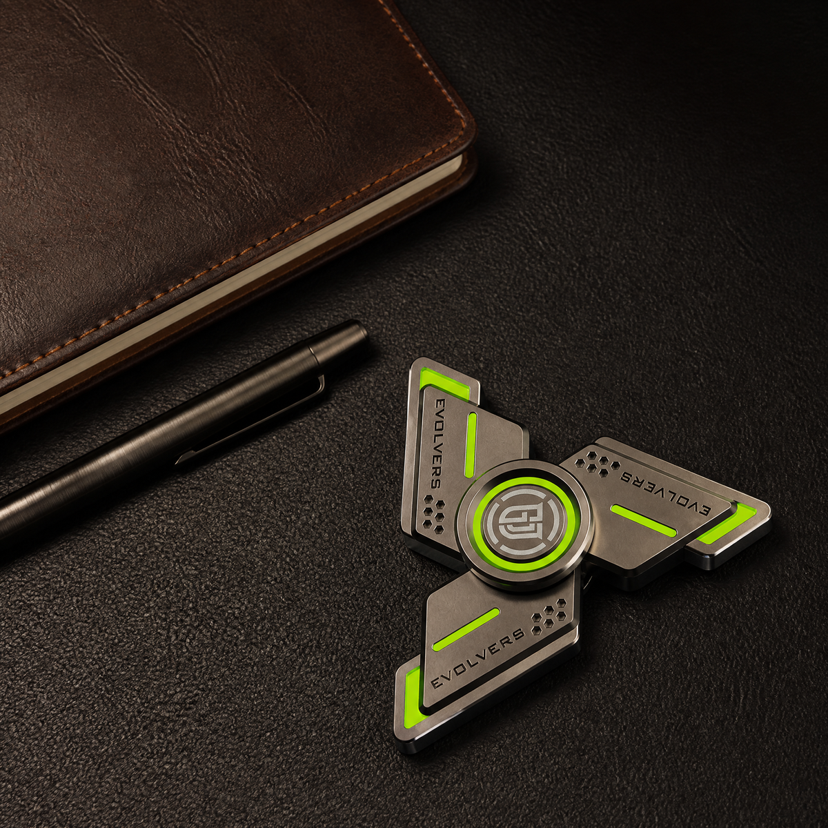 EVOLVERS Metal Fidget Spinner – Tri-Arm EDC, Glow-in-the-Dark, 120g
