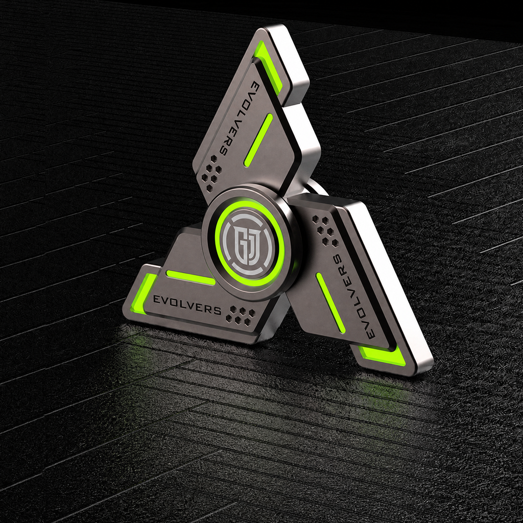 EVOLVERS Metal Fidget Spinner – Tri-Arm EDC, Glow-in-the-Dark, 120g