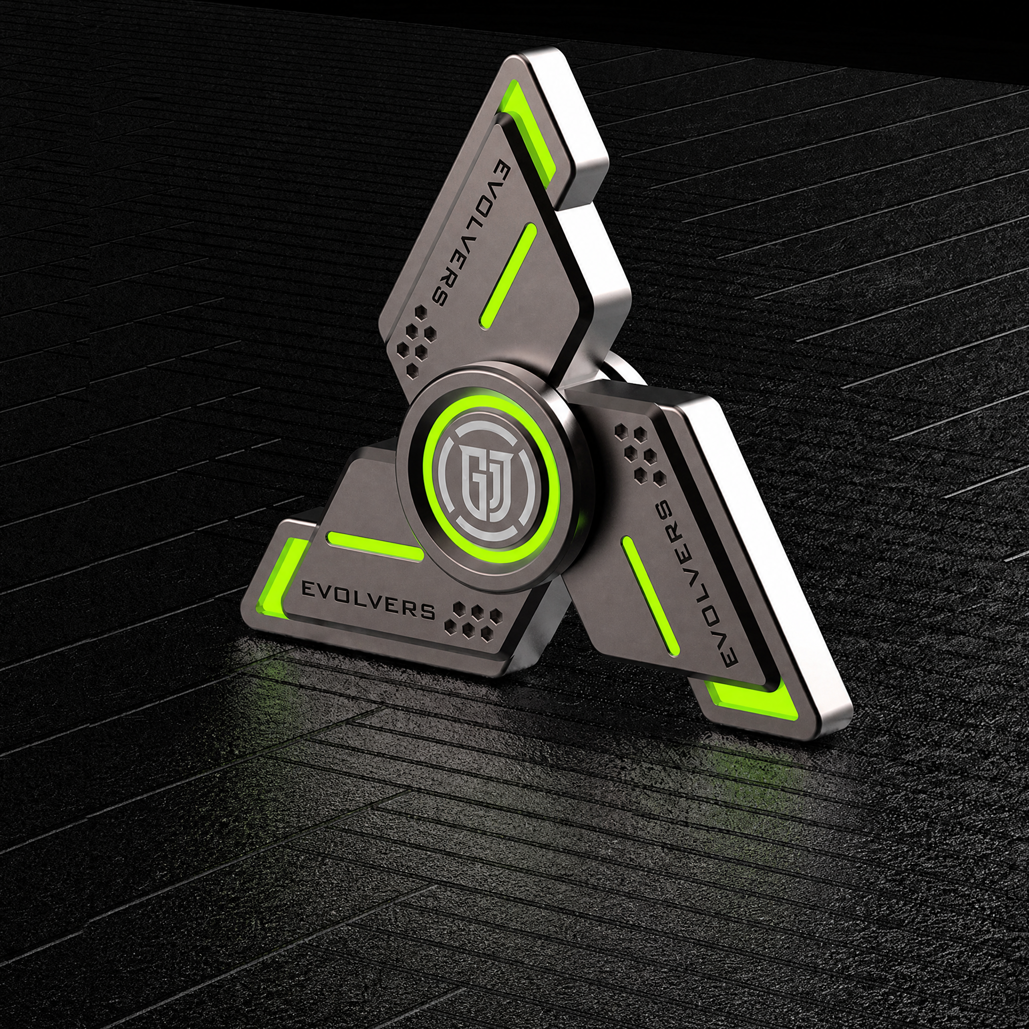 EVOLVERS Metal Fidget Spinner – Tri-Arm EDC, Glow-in-the-Dark, 120g