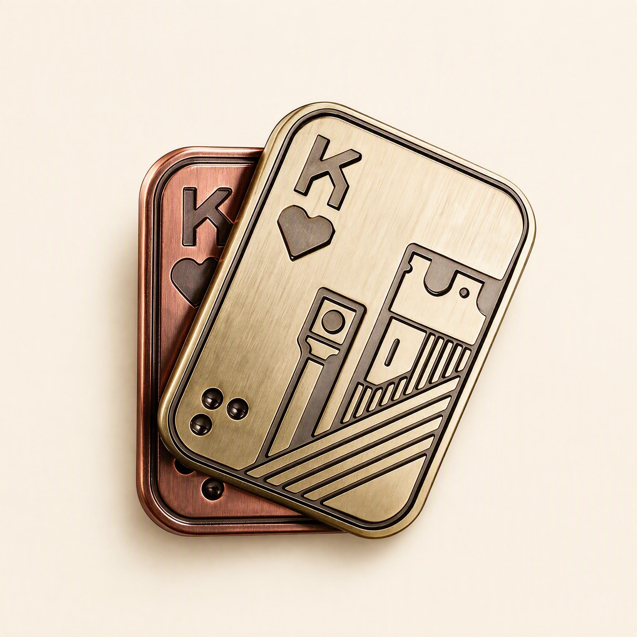 King of Hearts metal fidget slider 2 layers bronze