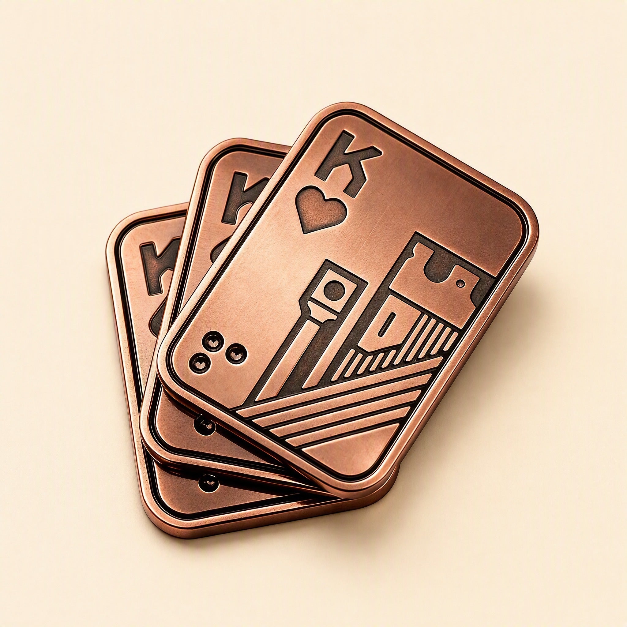 King of Hearts metal fidget slider 3 layers bronze