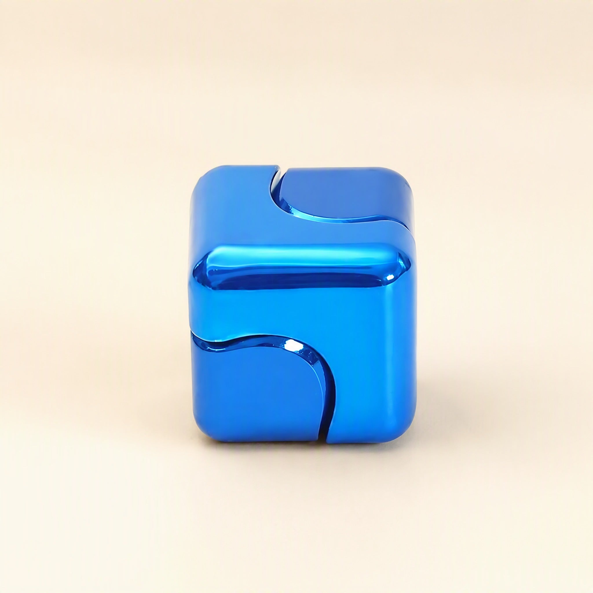 Metal fidget cube interlocking solid blue