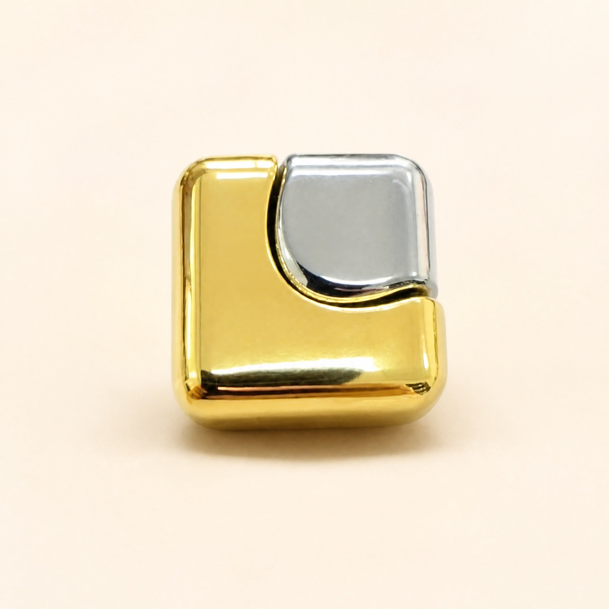 Metal fidget cube interlocking gold-silver split