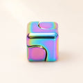 Metal fidget cube interlocking quenched oil-slick