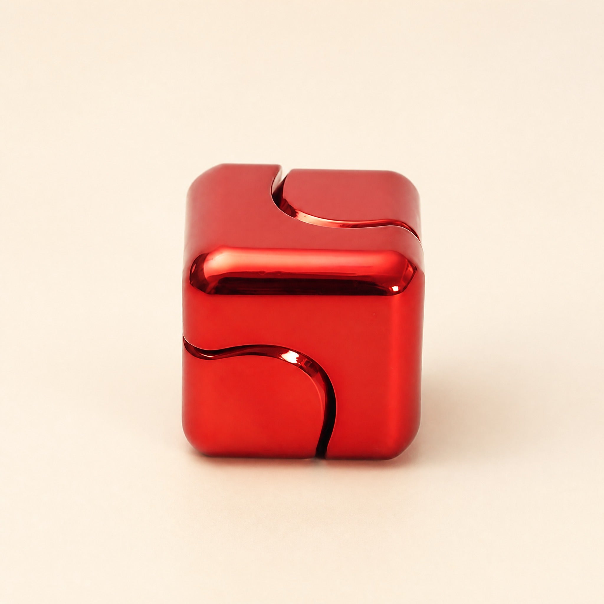 Metal fidget cube interlocking solid red