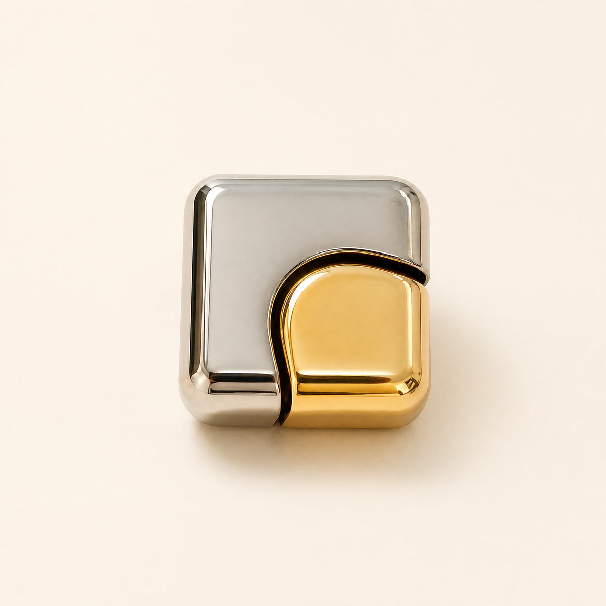 Metal fidget cube interlocking silver-gold split
