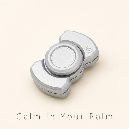 Bar fidget spinner silver with Calm in Your Palm slogan metal EDC