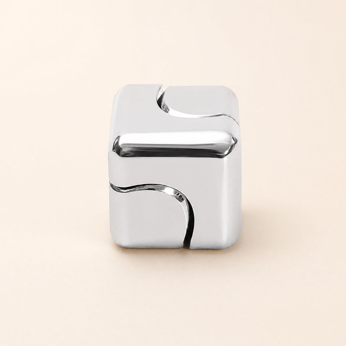Metal fidget cube interlocking solid silver